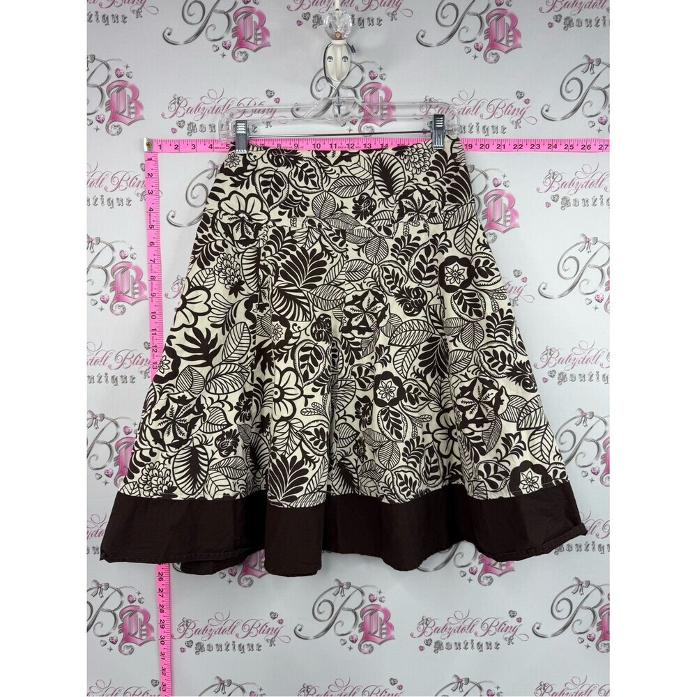 Jessica skirt tropical tiki print Cream and Brown Floral A-Line Mini Skirt